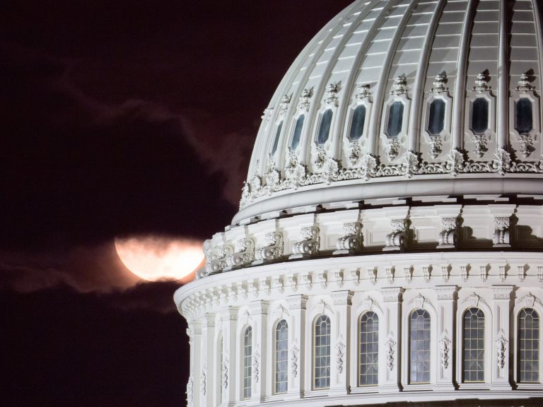 A close up of the Capitol's dome in Washington DC