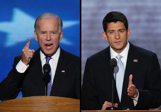 Vice President Joe Biden and Republican vice-presidential candidate Paul Ryan during the vice-presidential debate